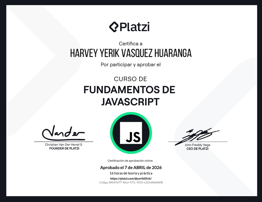 Diploma del Curso de Fundamentos de JavaScript