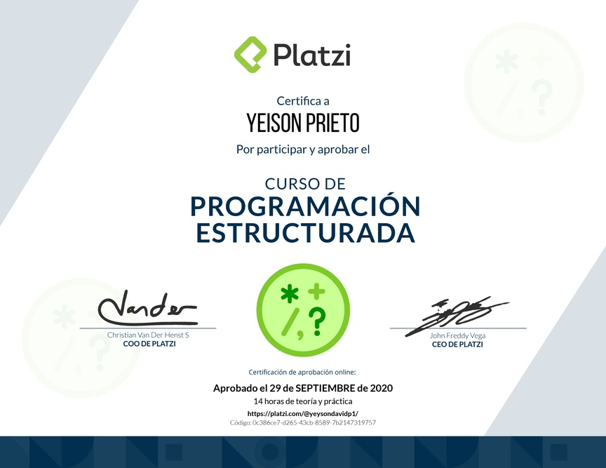 Diploma del Curso de Programación Estructurada