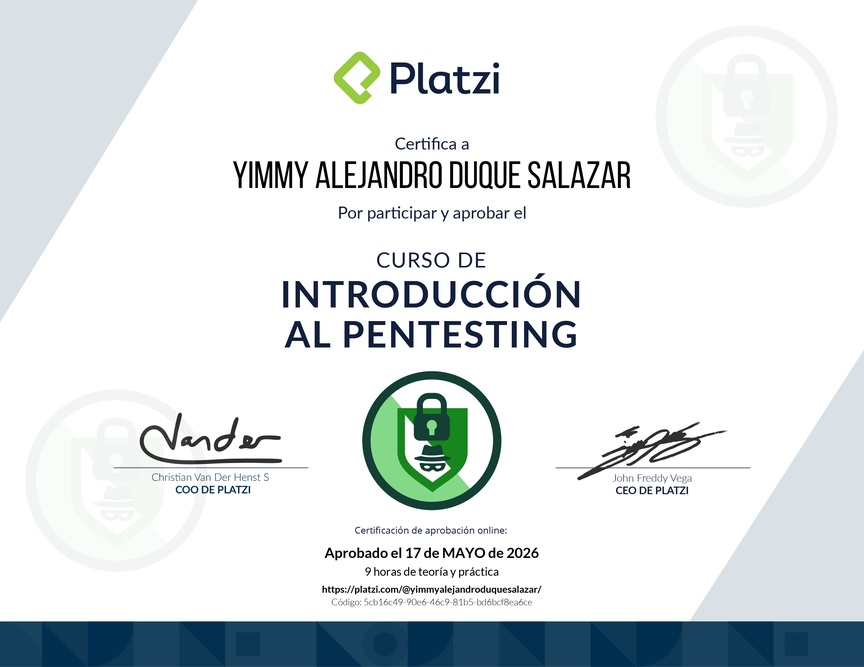 Diploma del Curso de Introducción al Pentesting