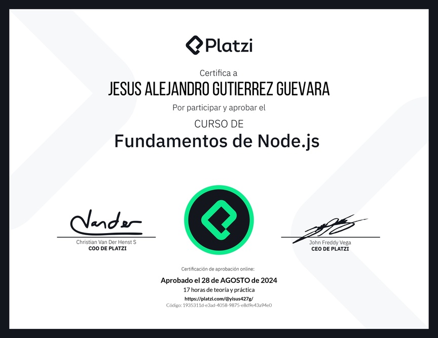 Diploma del Curso de Fundamentos de Node.js