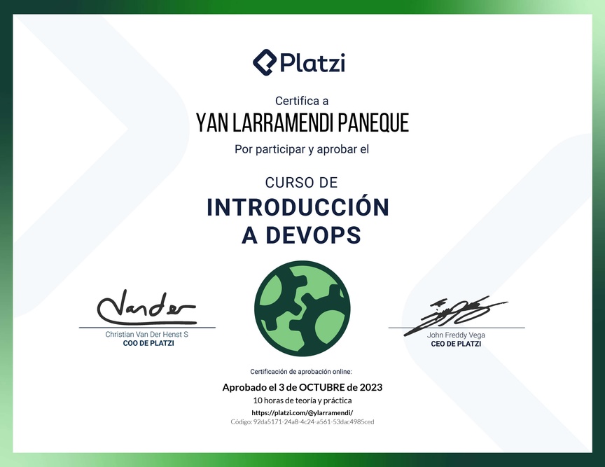 Diploma del Curso de Introducción a DevOps