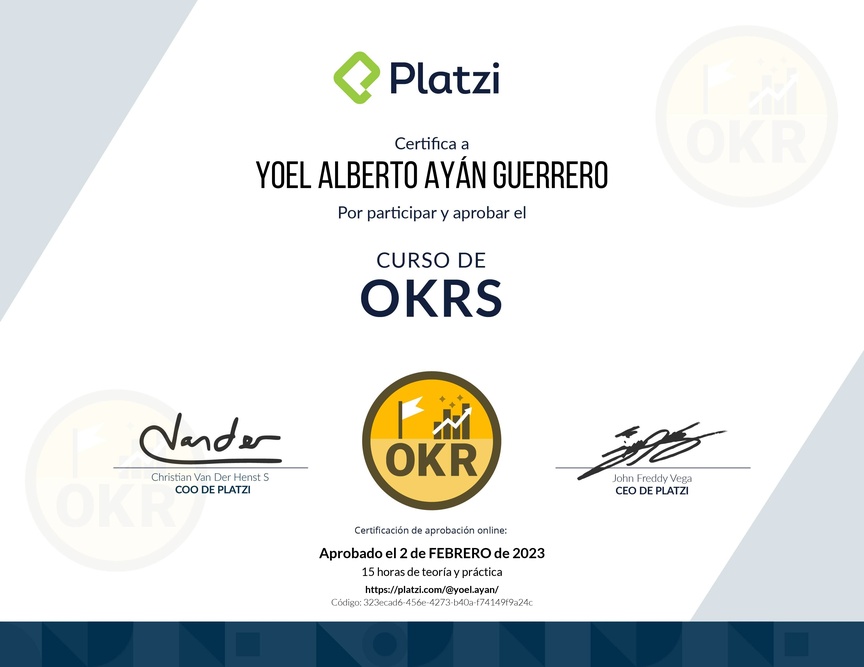 Diploma del Curso de OKRs: Herramienta Clave para Managers