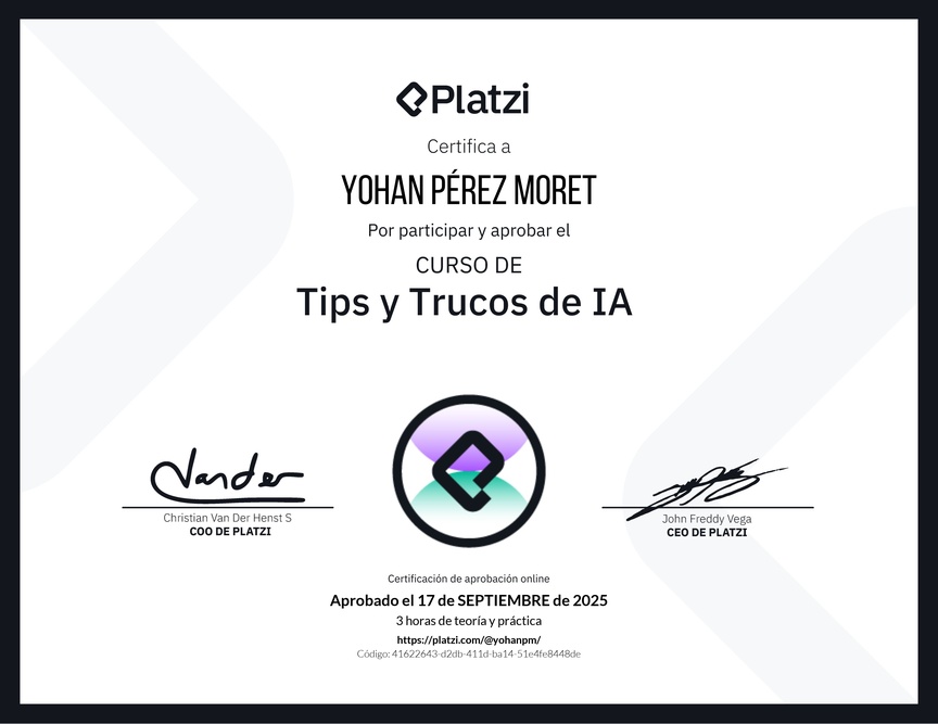 Diploma del Curso de tips y trucos de IA