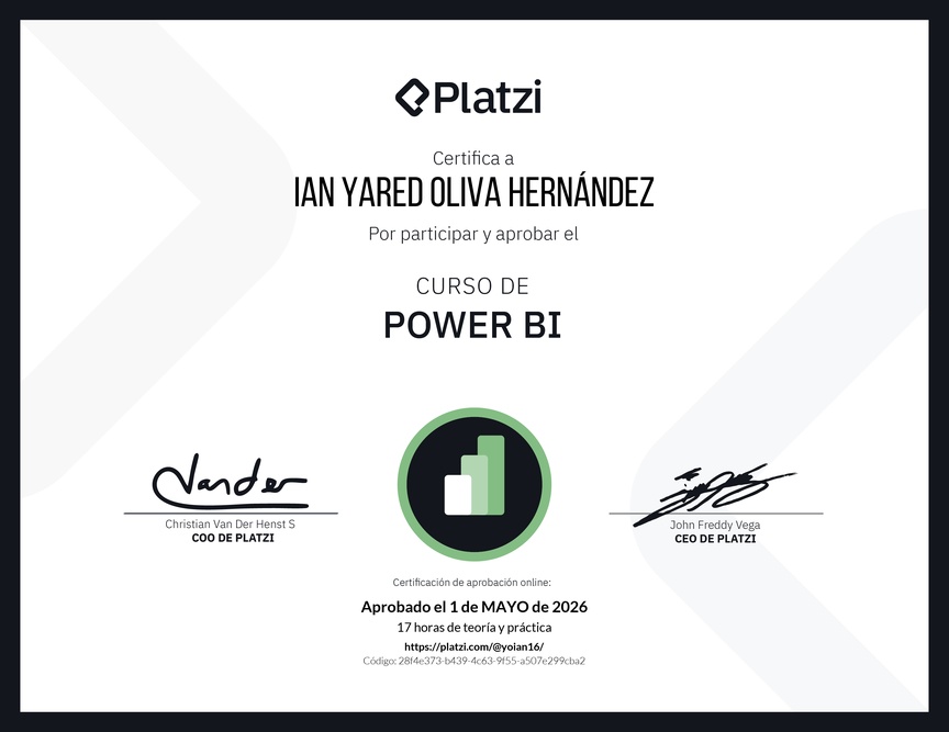 Diploma del Curso de Power BI