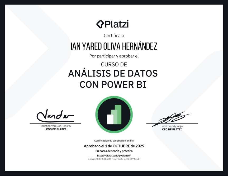 Diploma del Curso de Análisis de Datos con Power BI