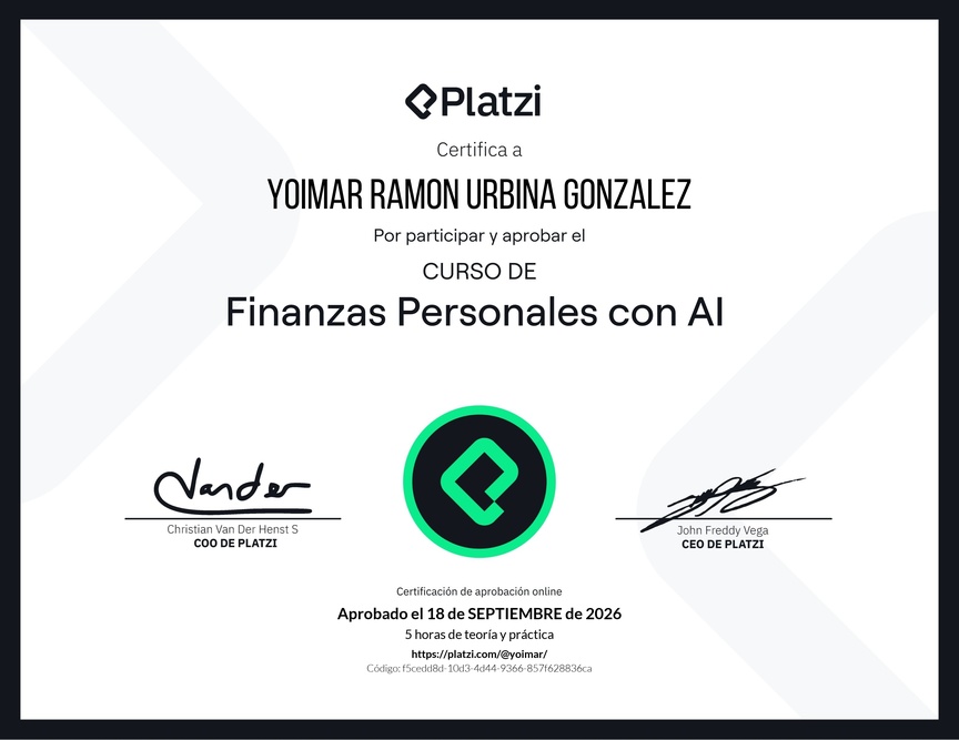 Diploma del Curso de Finanzas Personales con Inteligencia Artificial