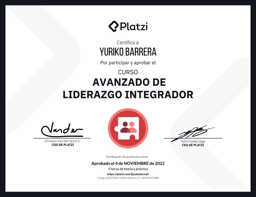Diploma del Curso Avanzado de Liderazgo: Adapta tu Estilo de Liderazgo