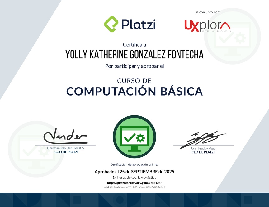Diploma del Curso Básico de Computadores e Informática