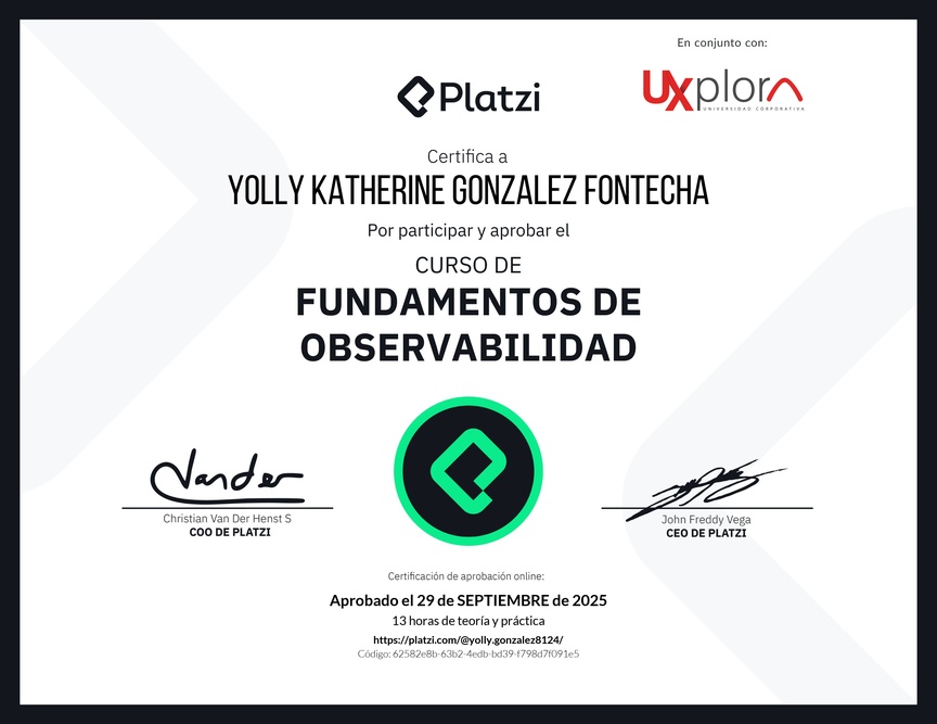 Diploma del Curso de Fundamentos de Observabilidad con New Relic