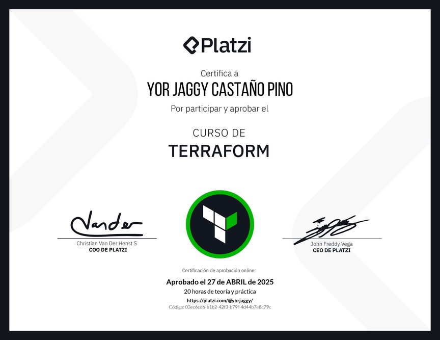 Diploma del Curso de Terraform