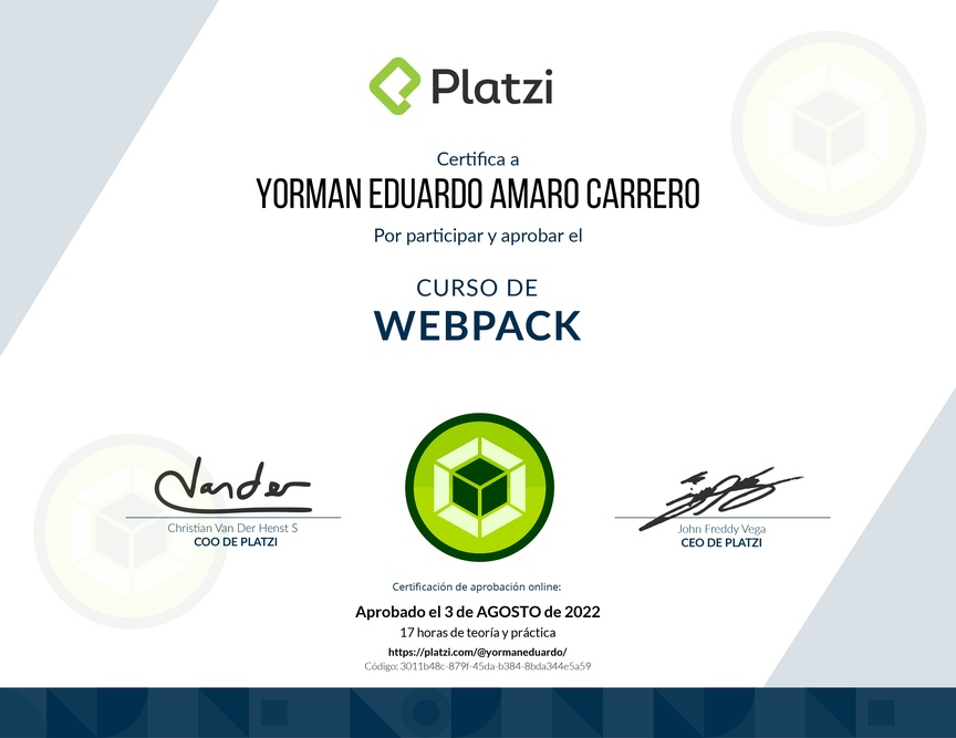 Diploma del Curso de Webpack