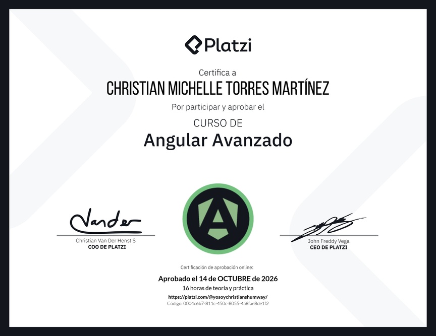 Diploma del Curso de Angular Avanzado
