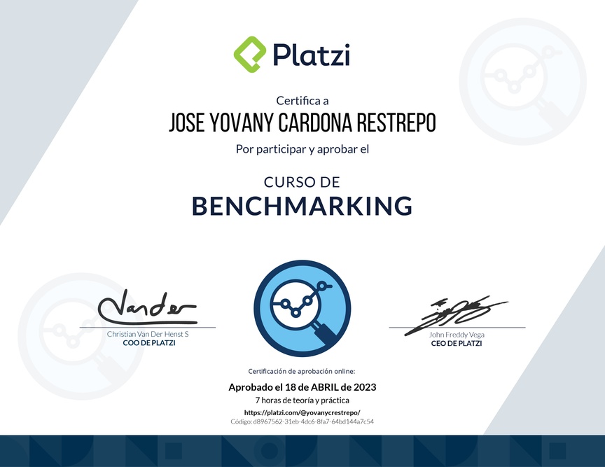 Diploma del Curso de Benchmarking