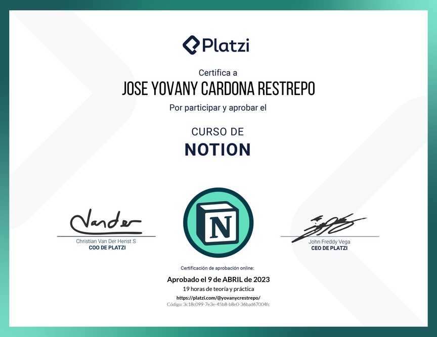 Diploma del Curso de Notion