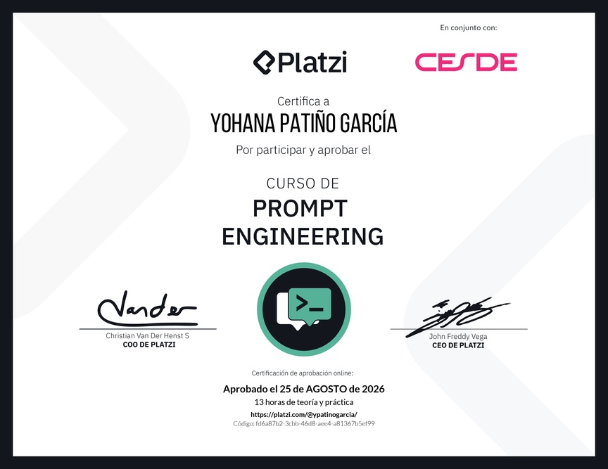 Diploma del Curso de Prompt Engineering
