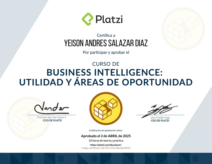 Diploma del Curso de Business Intelligence: Utilidad y Áreas de Oportunidad