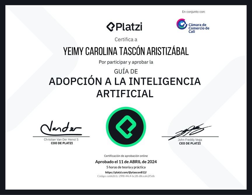 Diploma de Guía de Adopción a la Inteligencia Artificial 2023