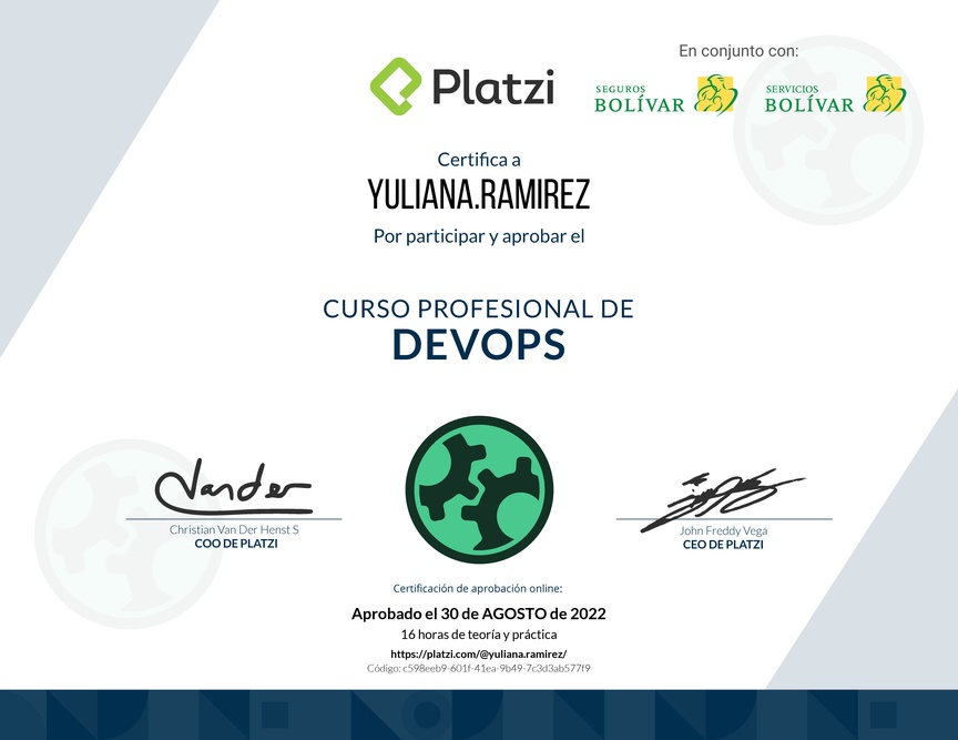 Diploma del Curso Profesional de DevOps