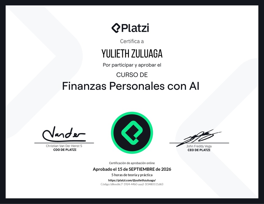 Diploma del Curso de Finanzas Personales con Inteligencia Artificial