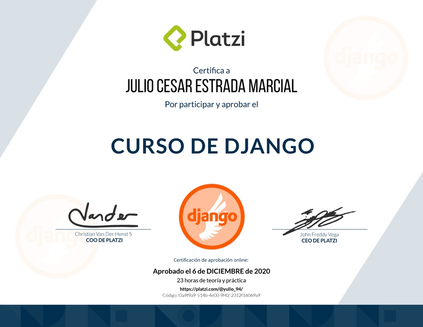 Diploma del Curso Básico de Django v2