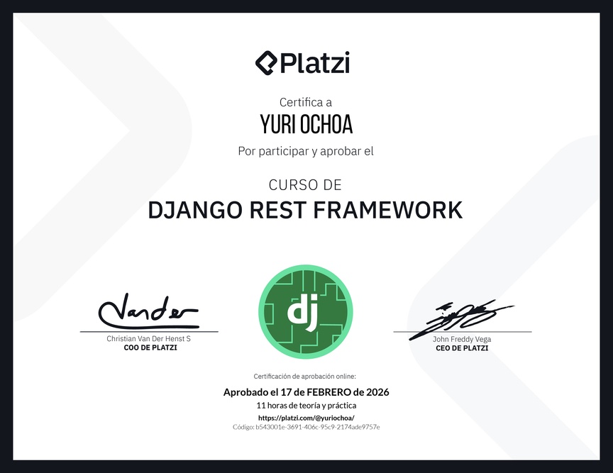 Diploma del Curso de Django Rest Framework