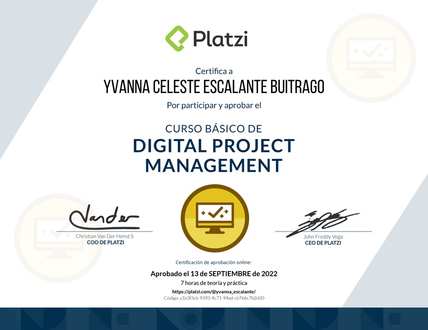 Diploma del Curso Básico de Digital Project Management