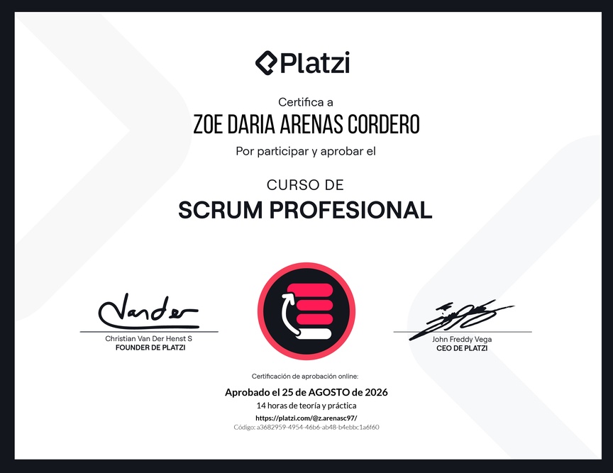 Diploma del Curso de Scrum Profesional