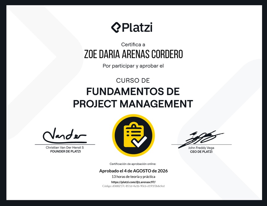 Diploma del Curso de Fundamentos de Project Management