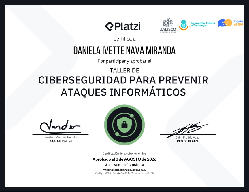 Diploma del Curso de Introducción a Ciberseguridad: Prevención de Ataques Informáticos