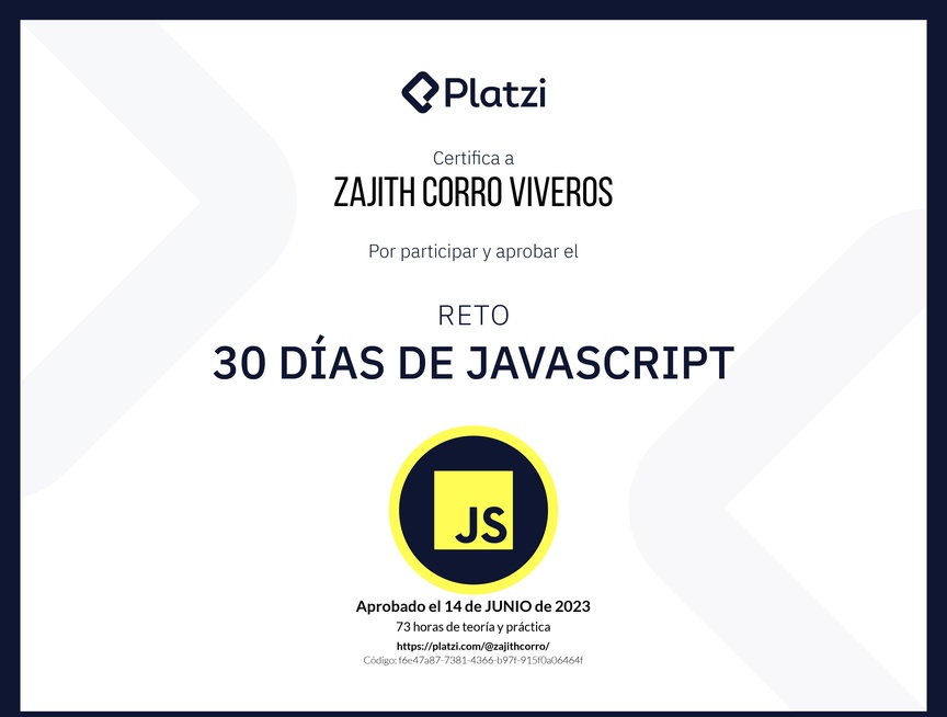 Diploma de 30 días de JavaScript