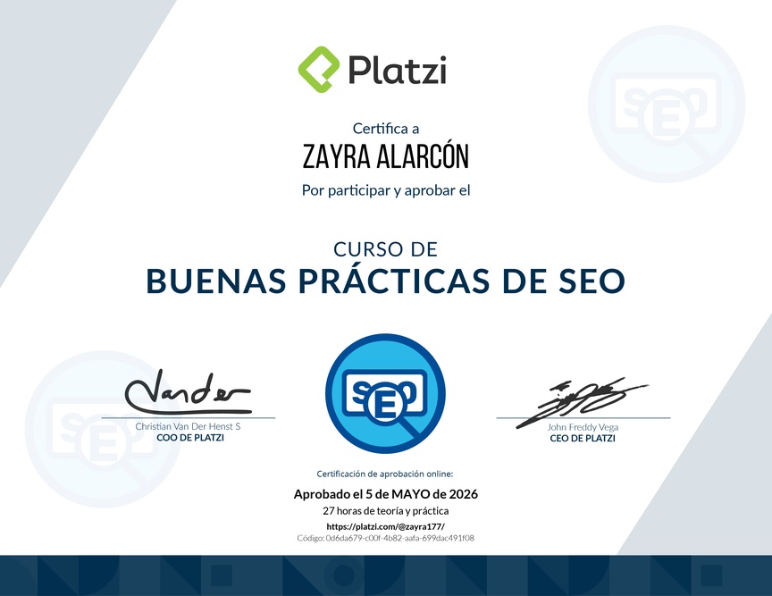 Diploma del Curso de Prácticas Efectivas para SEO