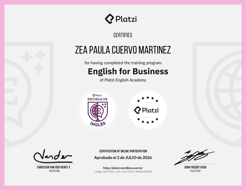 Diploma de la Ruta de Aprendizaje de Inglés de Negocios