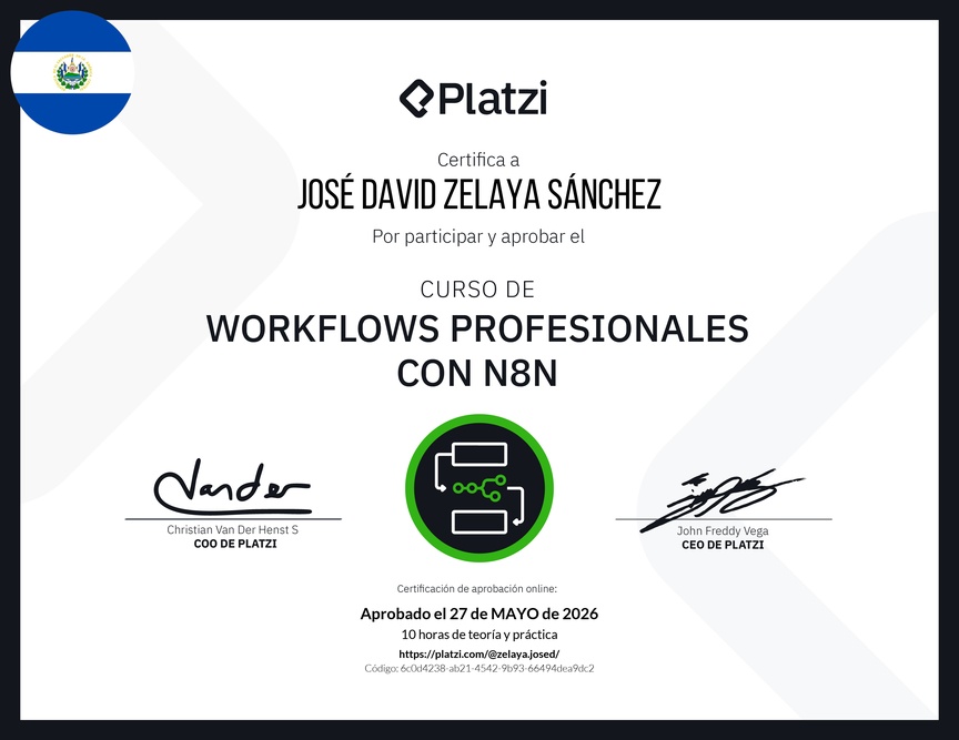Diploma del Curso de Workflows Profesionales con n8n