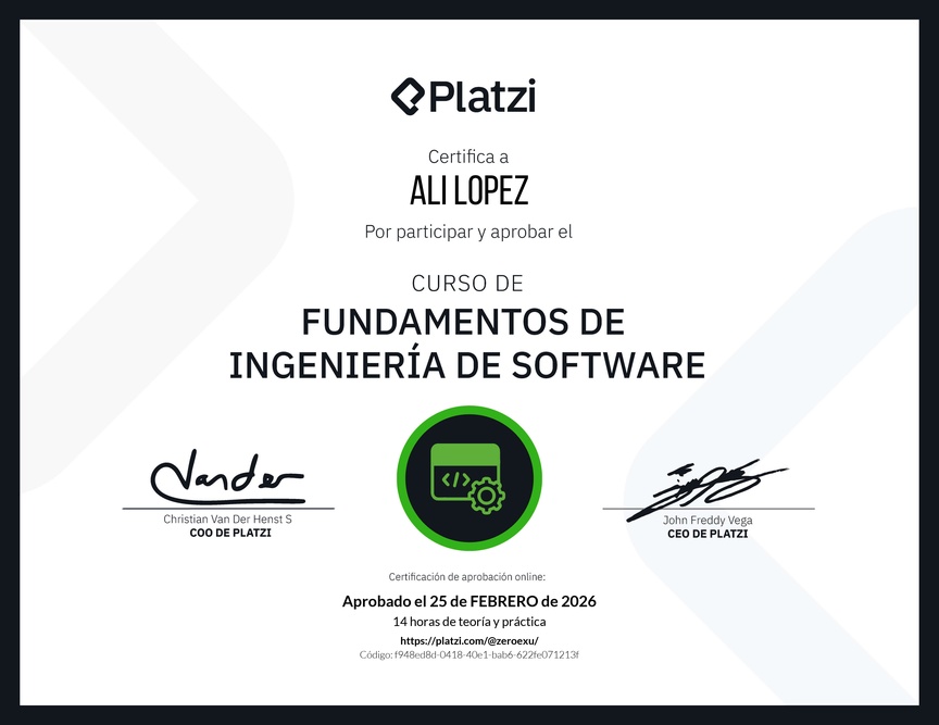 Diploma del Curso de Fundamentos de Ingeniería de Software