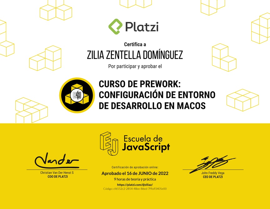 Diploma del Curso de Configuración de Entorno de Desarrollo en macOS
