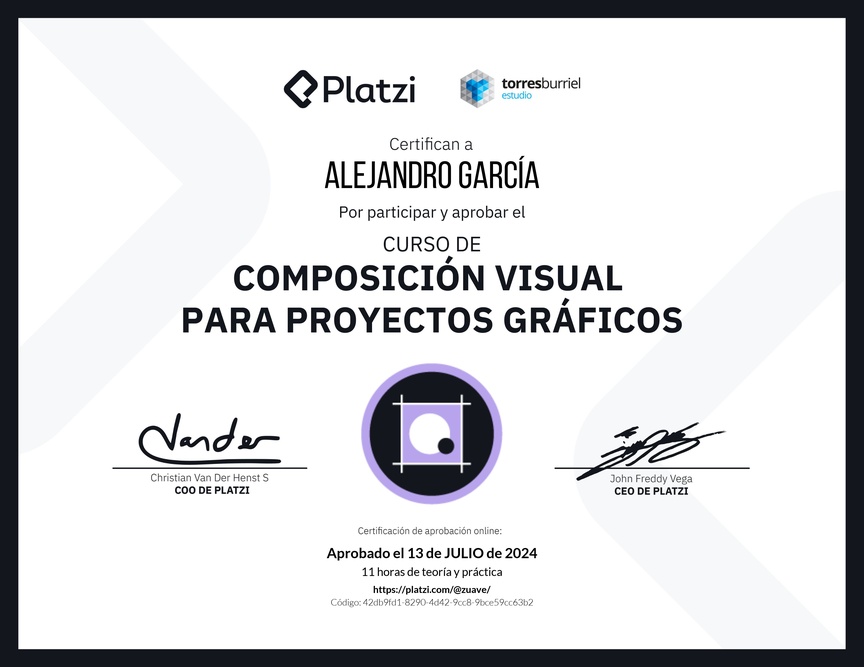 Diploma del Curso de Composición Visual para Proyectos Gráficos