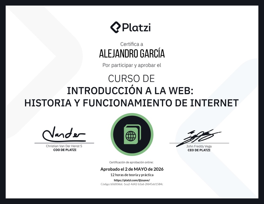 Diploma del Curso de Introducción a la Web: Historia y Funcionamiento de Internet