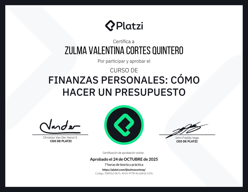 Diploma del Curso de Finanzas Personales: Cómo hacer un Presupuesto