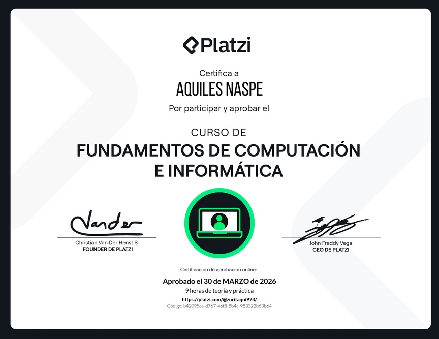 Diploma del Curso de Fundamentos de Computación e Informática